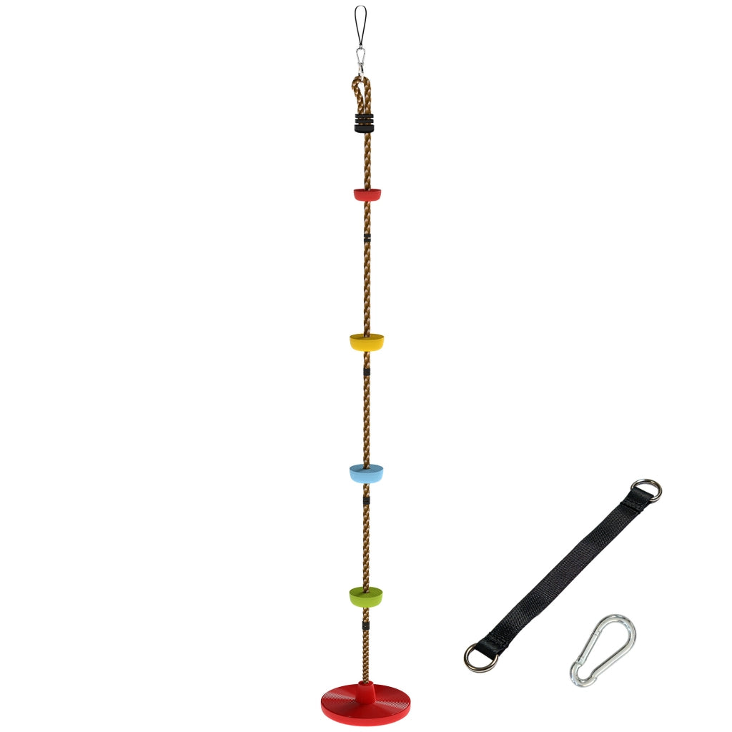 Corda Arrampicata per Bambini con Pedane e Seduta a Disco in HDPE e PE Rosso
