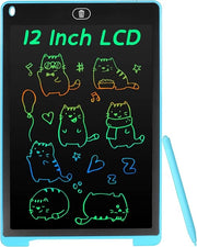 Tavolo da Disegno LCD, 12 pollici - Schermo Colorato, Tastiera Digitale Riscrivibile - Per Bambini e Adulti, Portatile - Blu