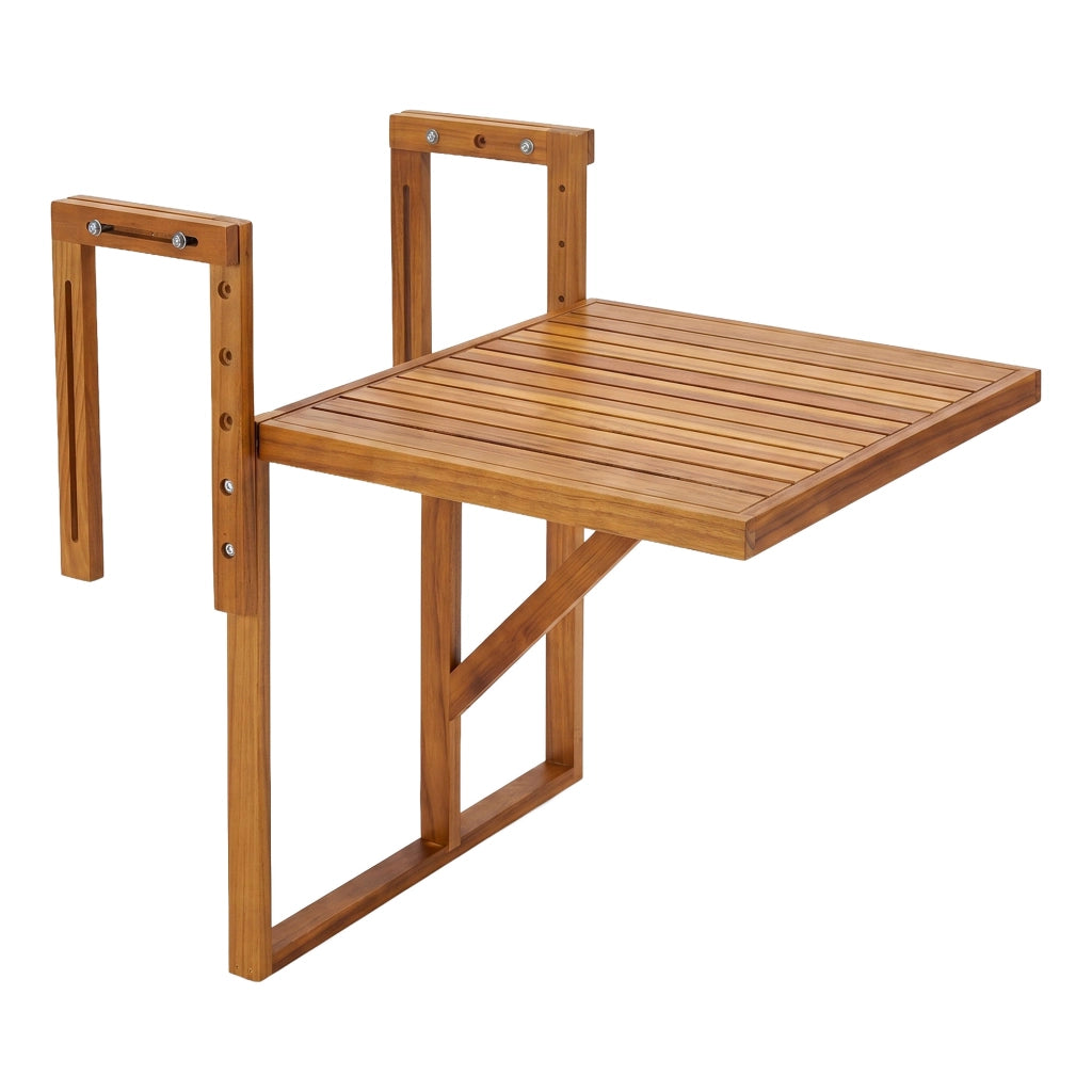 Qiko - Tavolino Da Balcone Pieghevole 46,5x75x60 cm Mensola Sospesa da Esterno In Legno Di Acacia