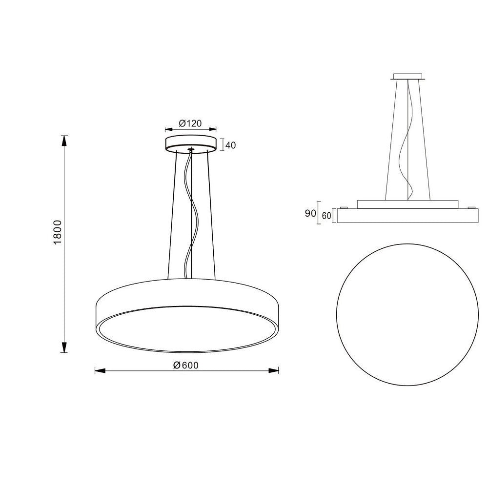 Trade Shop - Lampadario Pendente Cerchio 60cm Led 65w Lampada Up Down Moderna 2 Temperature Luce -