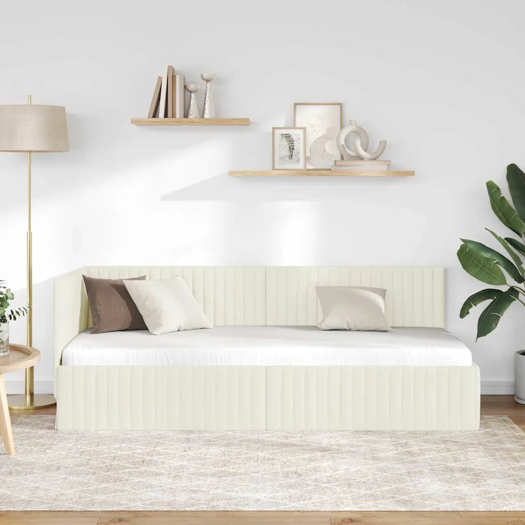 Cornice del letto ad angolo Crema 80 cm x 200 cm Velluto 42016253