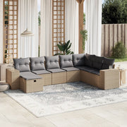 Set Divano da Giardino 8 pz con Cuscini Beige Misto Polyrattan