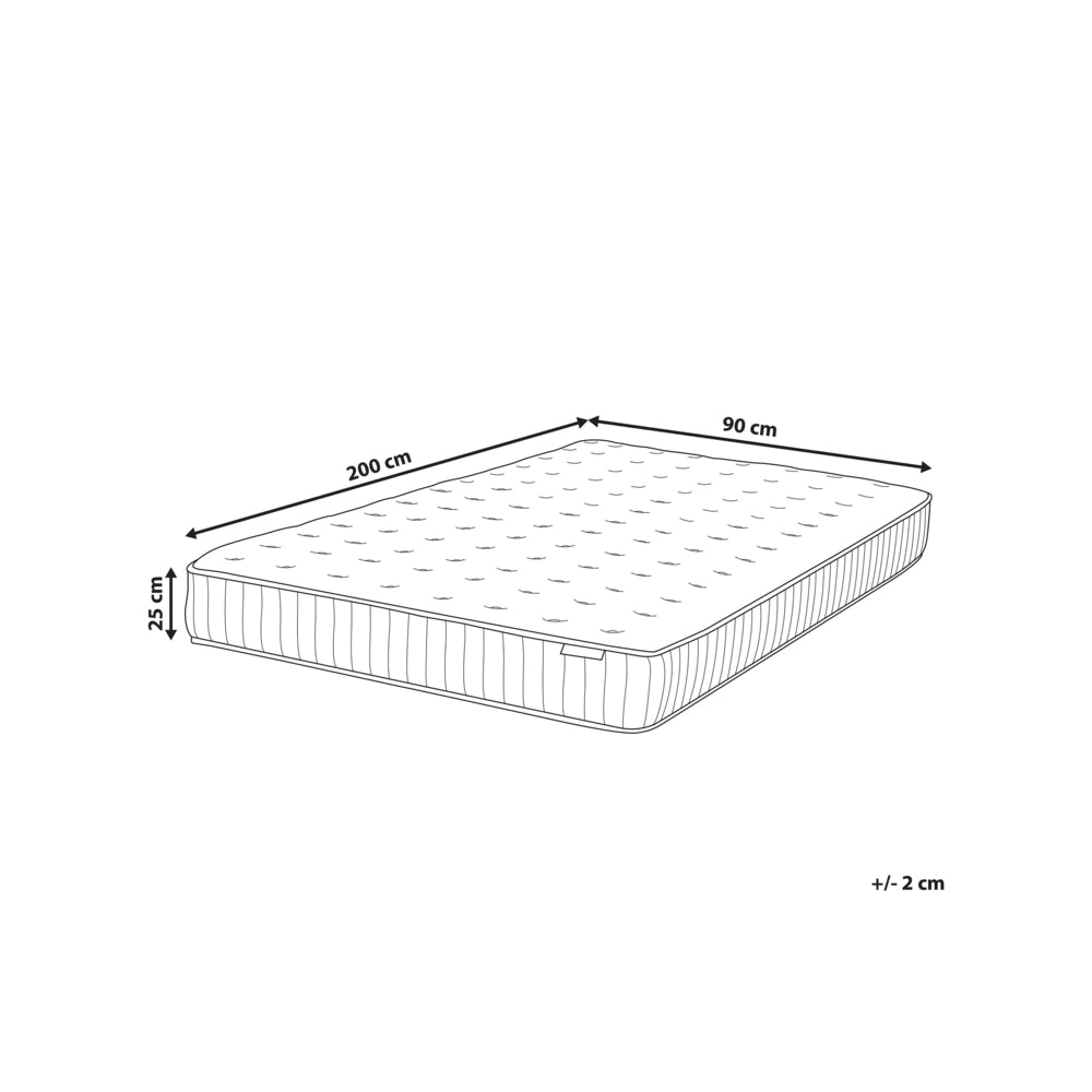 Materasso a molle insacchettate EU misura singola 90 x 200 cm con imbottitura in memory foam rinfrescante rivestimento rimovibile 3 piedi dura rigidità design moderno trapuntato