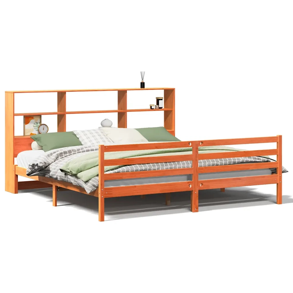 Letto Libreria senza Materasso Marrone Cera 180x200 cm Legno 3321920