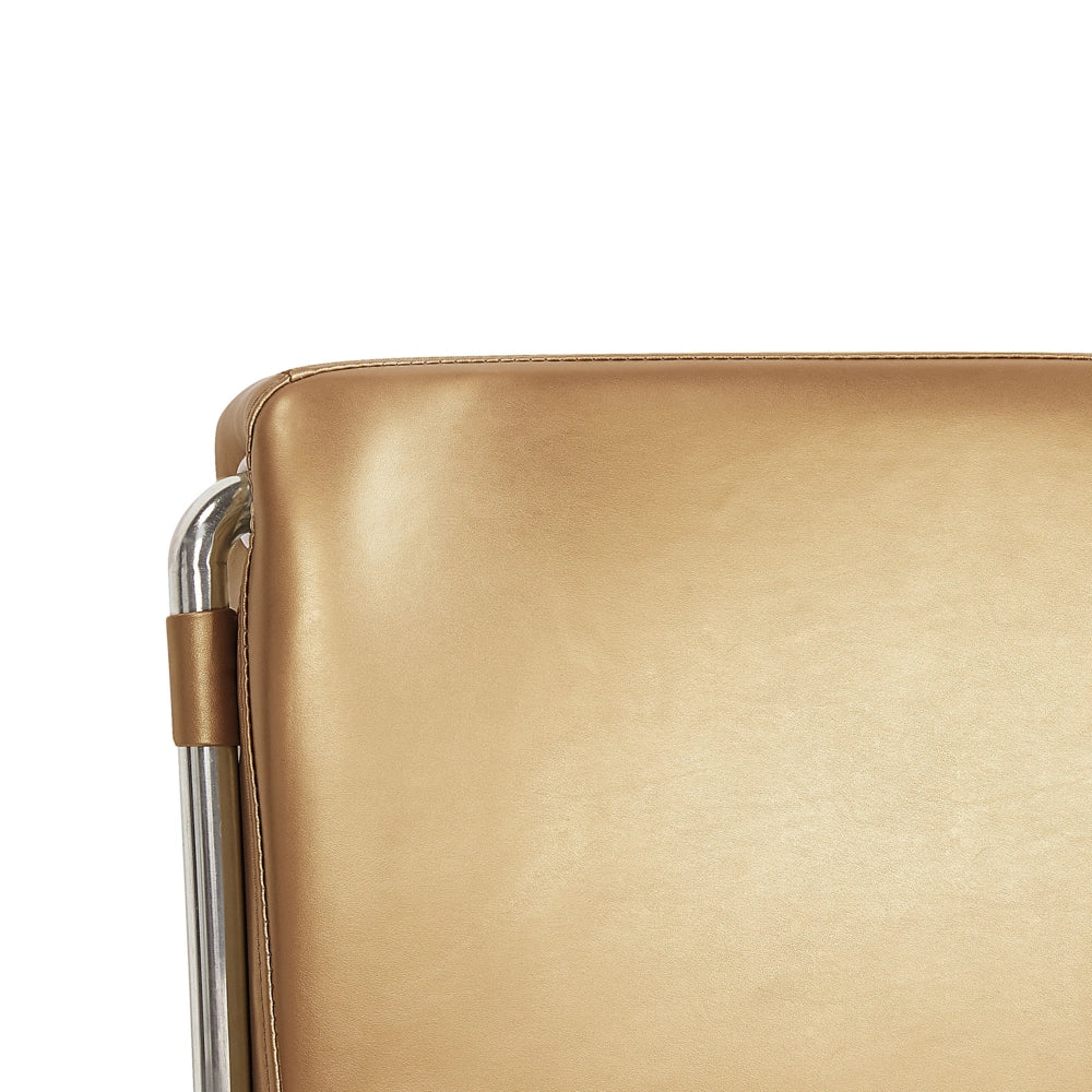 Letto Vera Pelle Color Oro Testiera Curva Rete a Doghe 140 x 200 cm