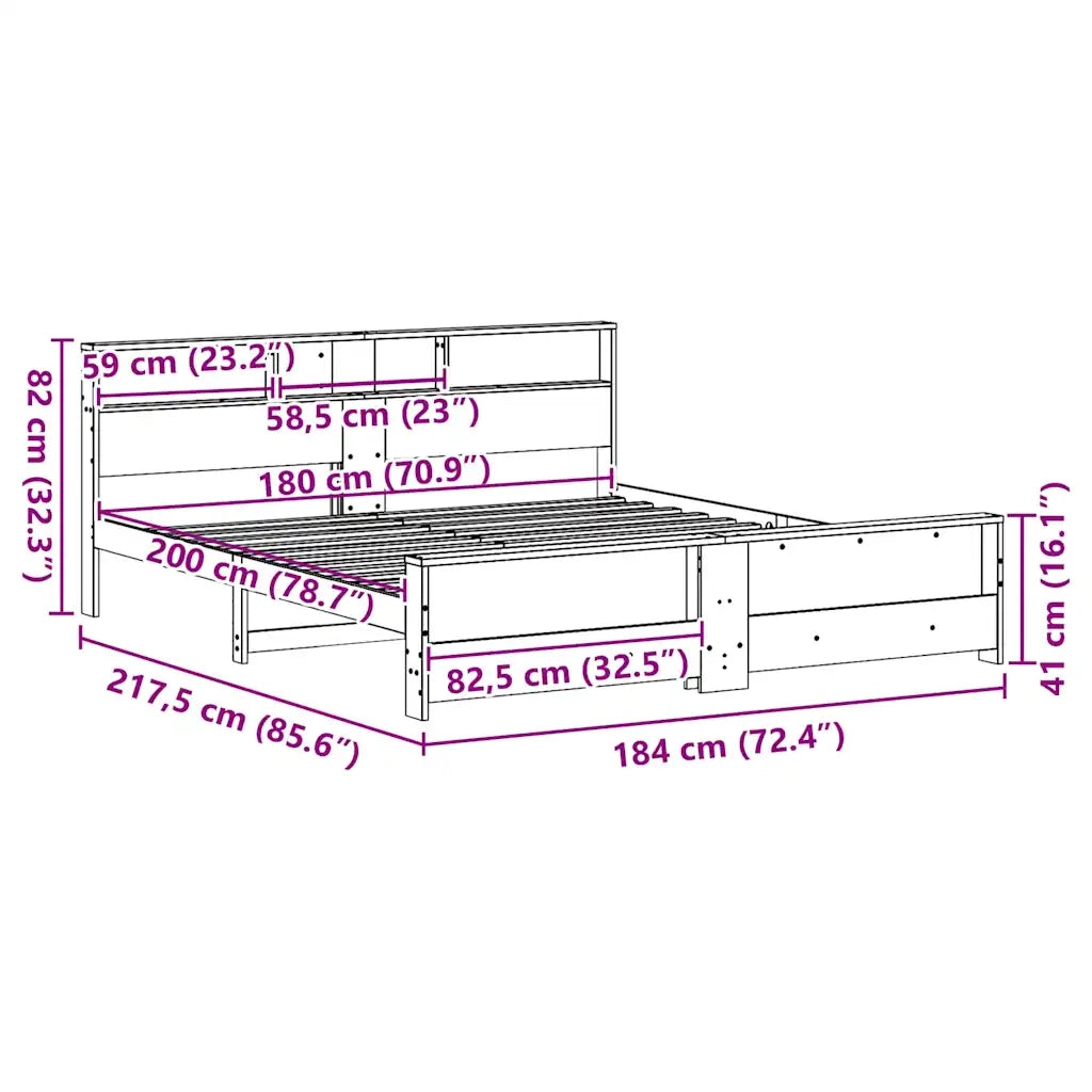 vidaXL Struttura del letto Marrone 180 x 200 cm Legno di pino massello