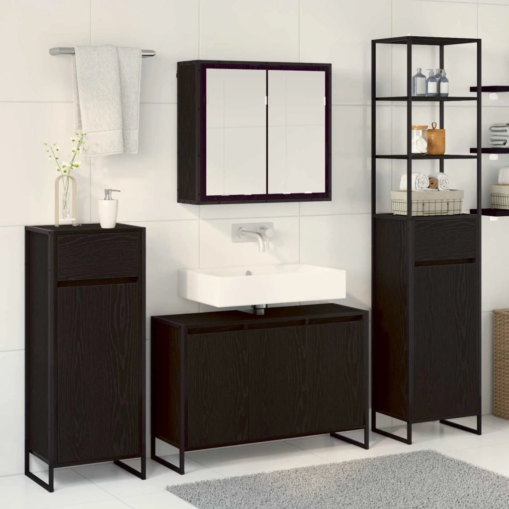 Set di mobili per il bagno Rovere Nero Legno multistrato