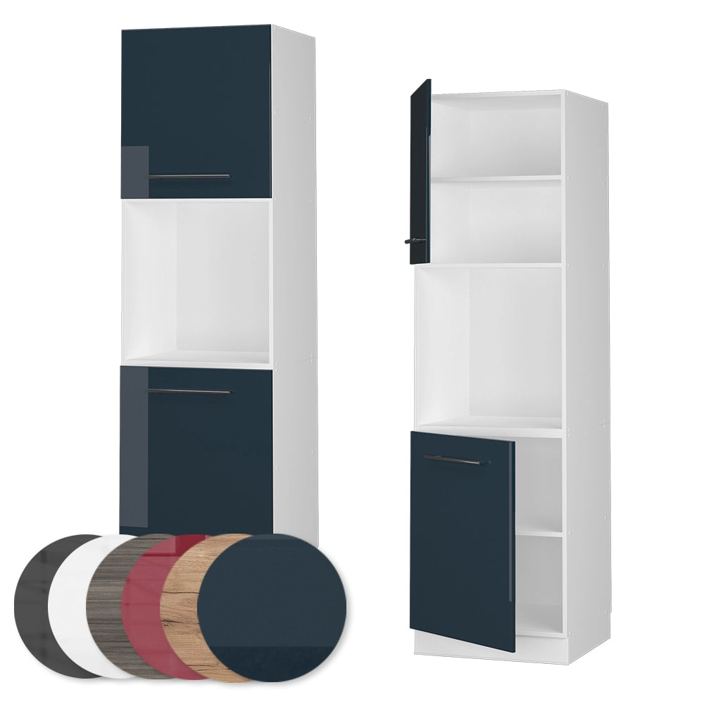 Mobile per forno da incasso Fame-Line Blu scuro lucido/Bianco 60 cm con ripiano aperto Vicco