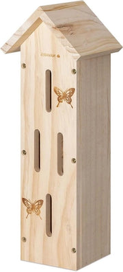 Hotel per Farfalle in Legno - Abitino di Materiali Naturali per Farfalle - Cassetto per Nidi di Materiali Naturali - Facile da Appendere