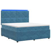 Letto Box Spring LED con Materasso Blu 180 x 200 cm Velluto 3456129