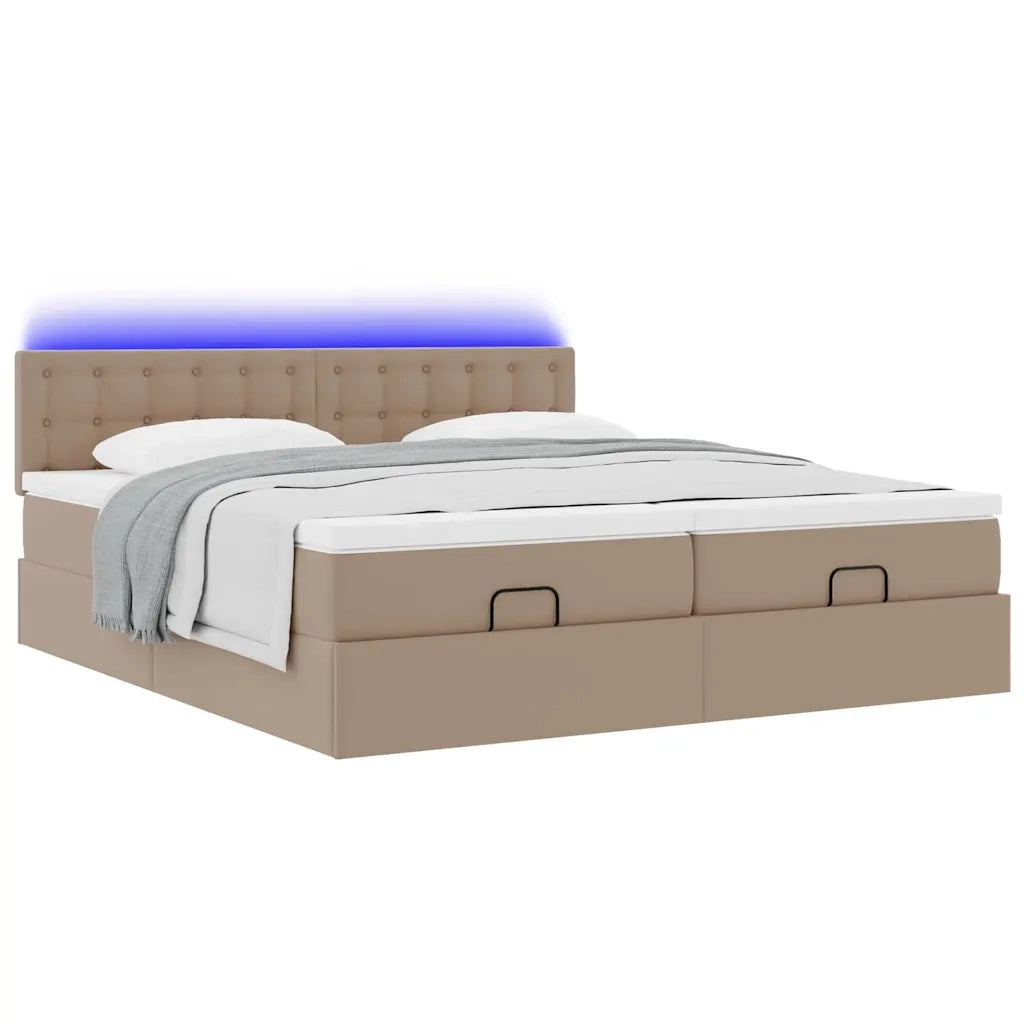 vidaXL Struttura Letto Pouf con Materassi 180x200 cm Similpelle