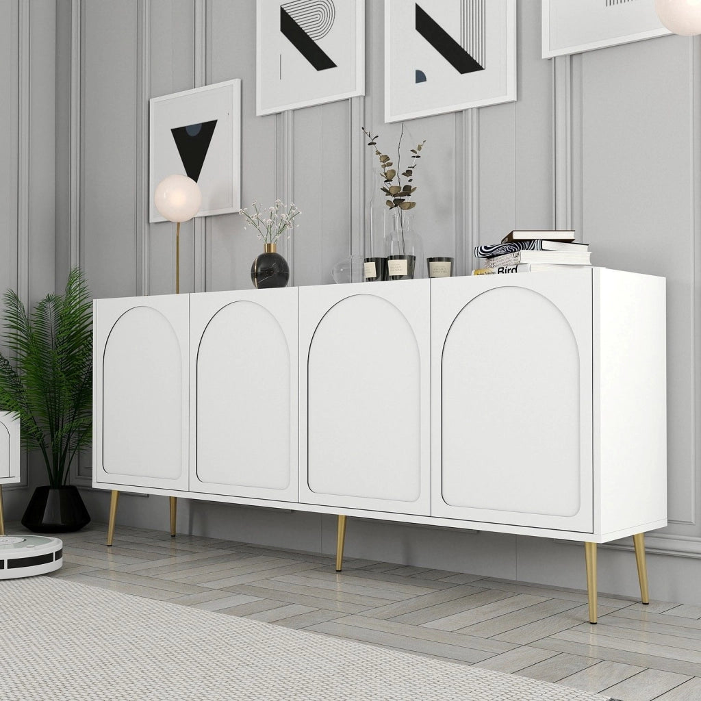Madia Torno, Credenza 2 Ripiani, 180x35x80h cm Bianco