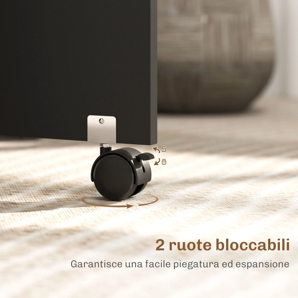 Tavolo Pieghevole per Pranzo con Ruote ¨C zephmum ¨C Rovere e Nero 140x75x74cm
