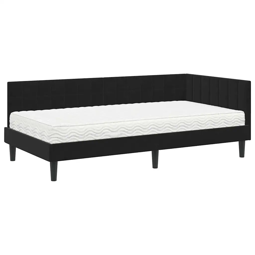 Struttura Letto Angolare con Materasso 2 pcs Nero Velluto 3393983