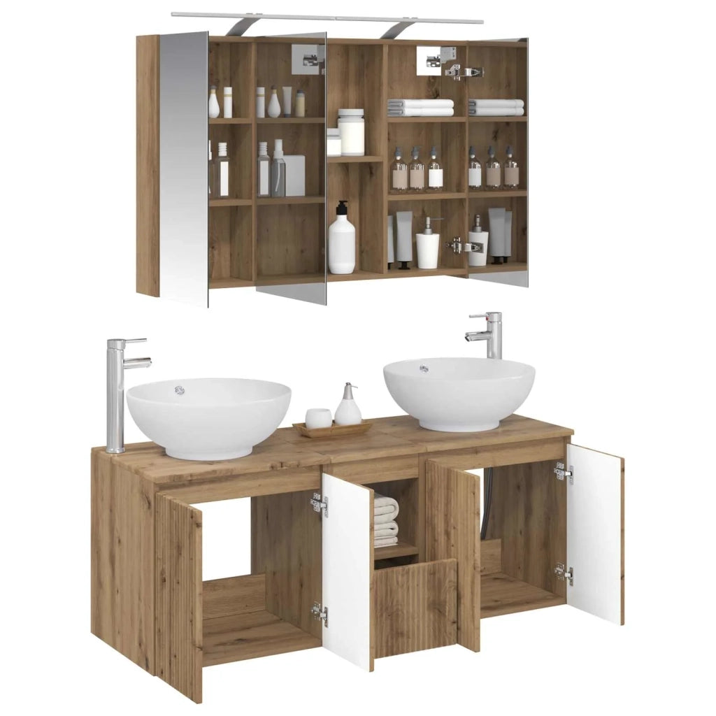 Set di Armadi da Bagno 4 pz Rovere Artigianale