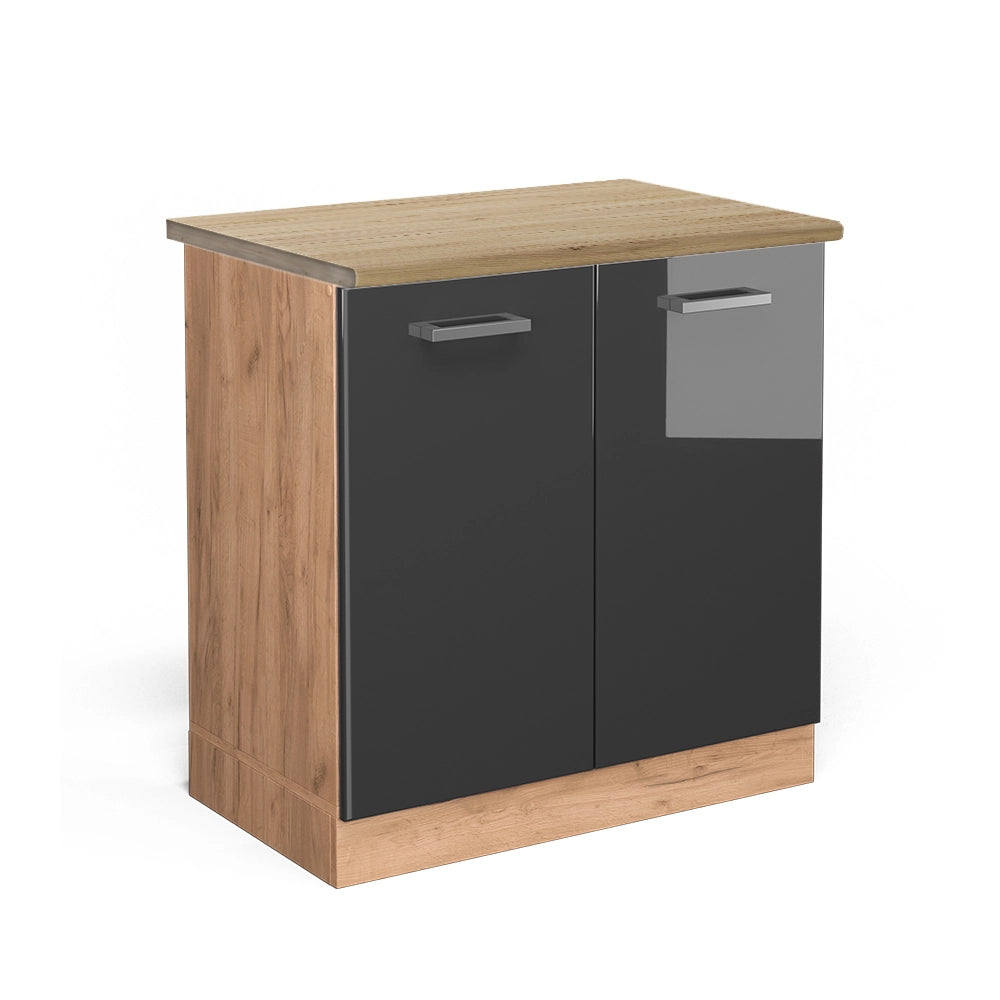 Vicco Mobile lavello cucina Antracite lucido 80 cm , PL Rovere