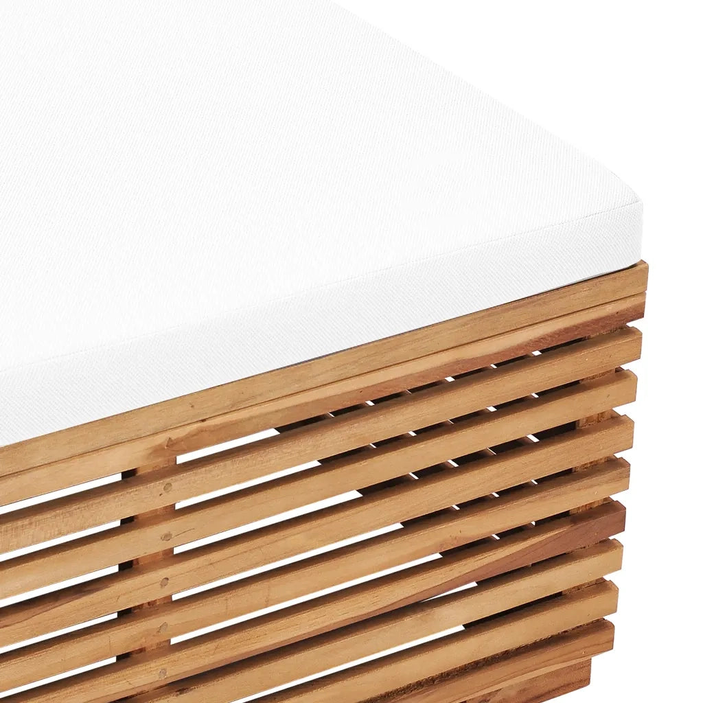 Set Tavolino e Poggiapiedi da Giardino Cuscino Crema in Teak 316041