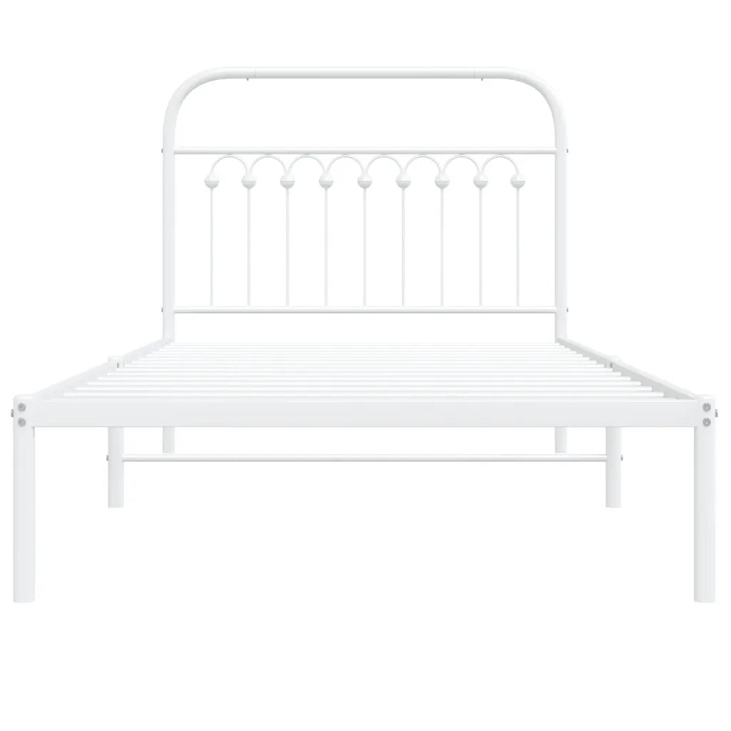 Giroletto con Testiera Metallo Bianco 100x190 cm