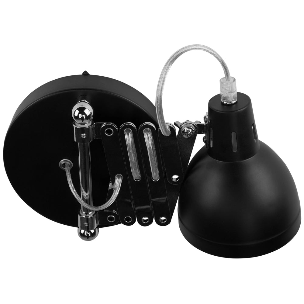 Lampada da parete applique estensibile metallo nero 33 cm orientabile industriale