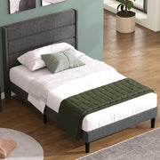 Letto imbottito 90x200 cm con rete e materasso; grigio