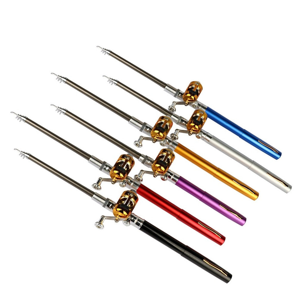 Trade Shop - Mini Canna Da Pesca Estensibile Tascabile Telescopica Con Mulinello E Lenza -