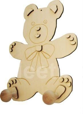 Appendiabiti cameretta in legno a forma di Orso 35,5 x 45 cm