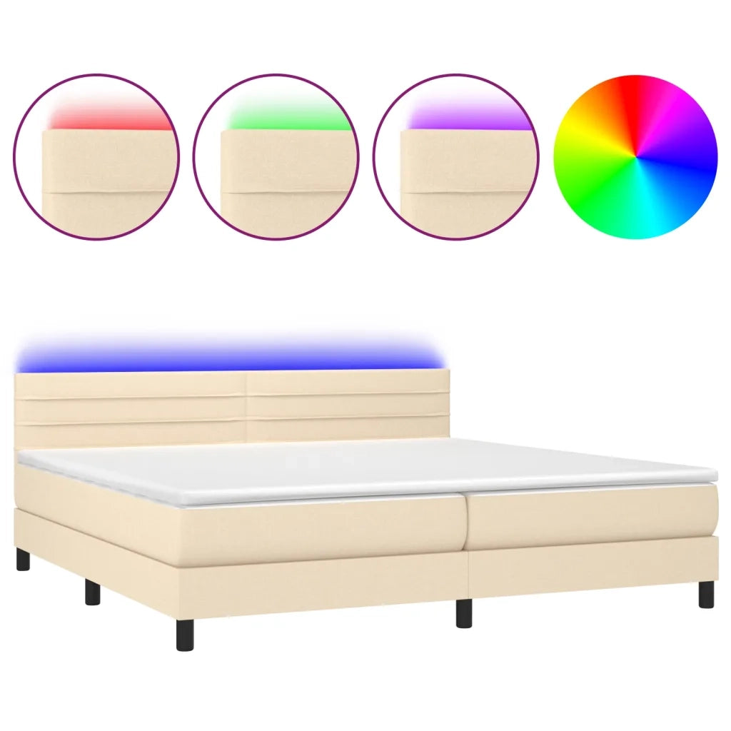 Letto a Molle Materasso e LED bianco 200x200cm in Tessuto cod mxl 61259