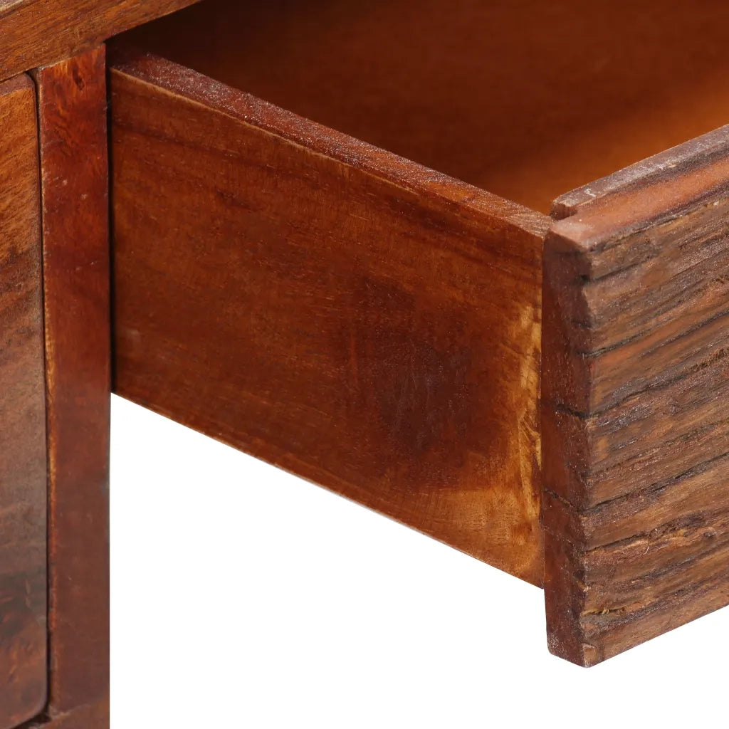 Scrivania Legno Massello di Acacia e Vera Pelle 117x50x76 cm 244847