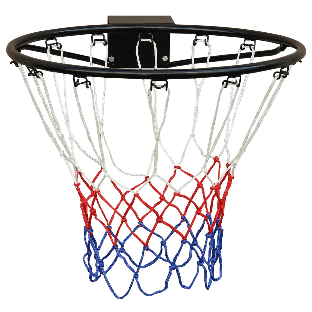Area giochi canestro da basket con telaio in acciaio e rete in nylon da parete nero 45 cm e montaggio semplice