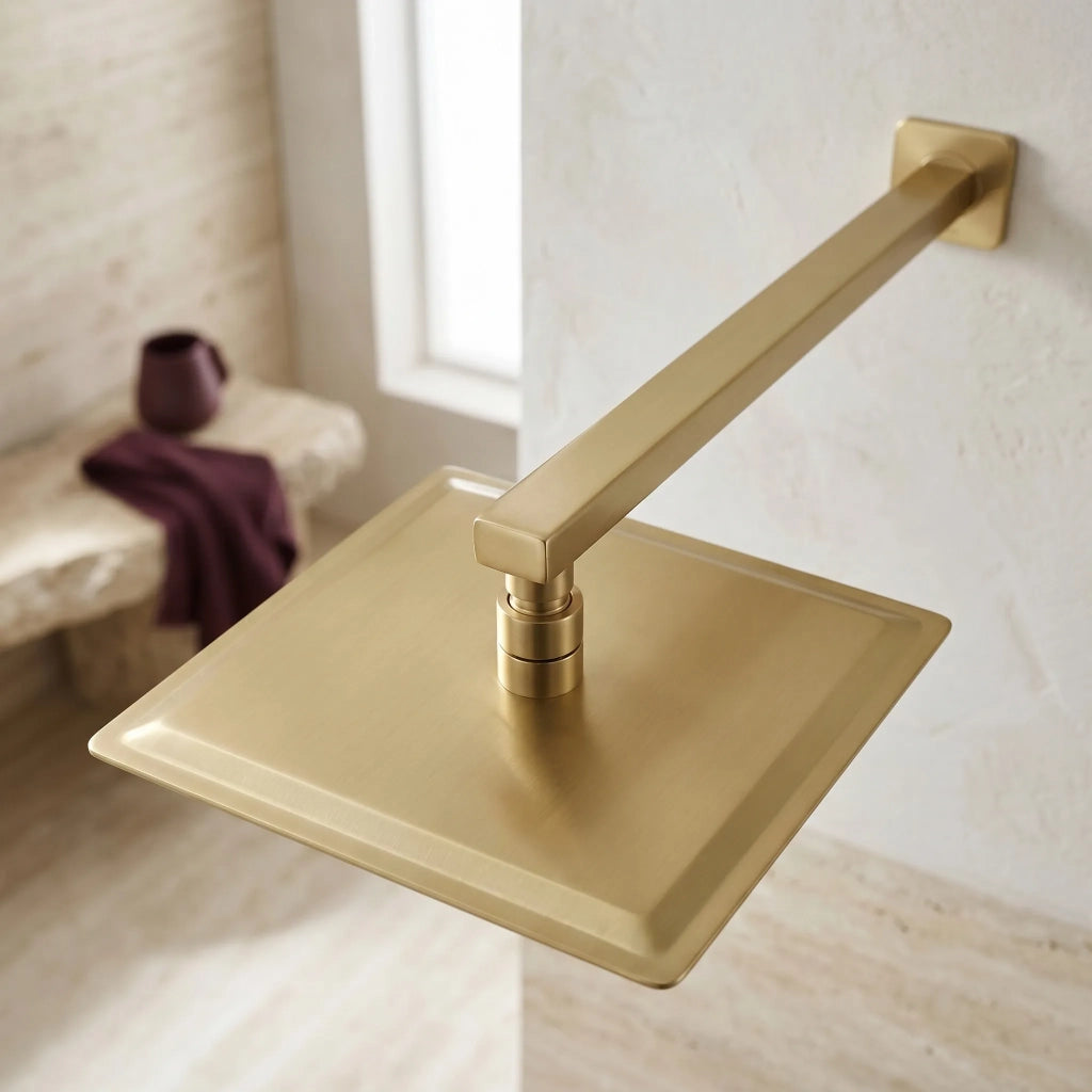 Braccio Doccia Quadrato Rea Js-9022bg 40cm Brush Gold