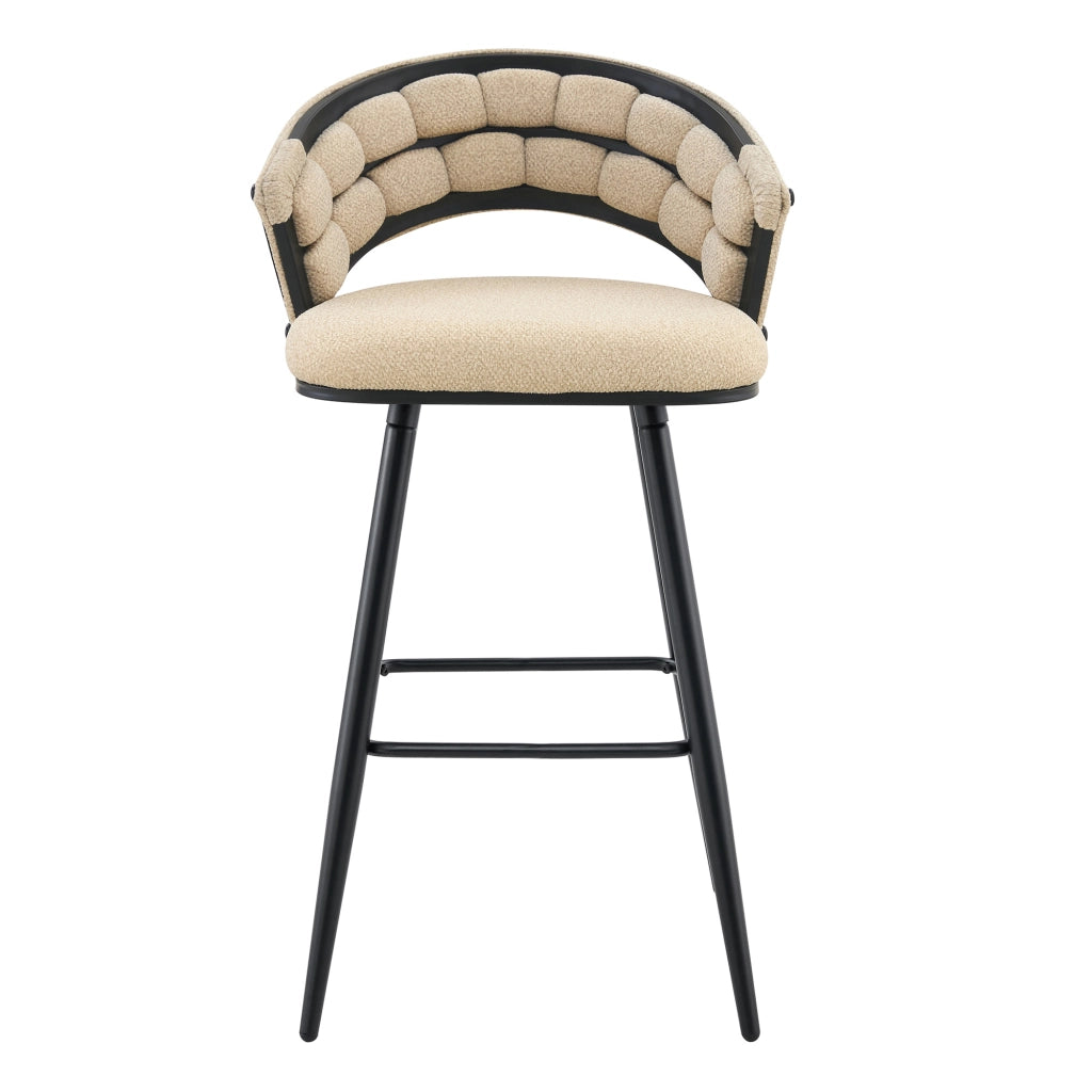 Set 4 Sgabelli da Bar in Velluto Beige ¨C MINIMAL ¨C Gambe in Ferro Nero, Stile Moderno