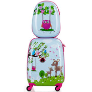 Set di 2 valigie per bambini: valigia 31,5 x 22 x 47 cm e zaino 24 x 13 x 33 cm leggeri e pratici realizzati in ABS e PC blu e rosa 20_0021104
