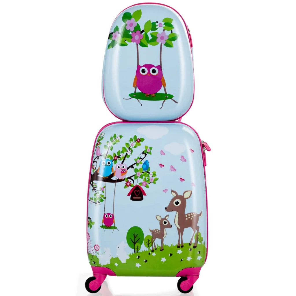 Set di 2 valigie per bambini: valigia 31,5 x 22 x 47 cm e zaino 24 x 13 x 33 cm leggeri e pratici realizzati in ABS e PC blu e rosa 20_0021104