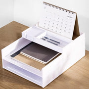 Borsa per documenti A4, 3 strati, contenitore per documenti bianco per scrivania, organizzazione ufficio, contenitore per carta A4, cassetta per archiviazione per scrivania e scuola