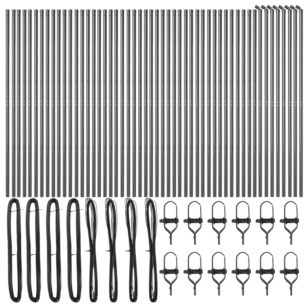 posta per recinzione  52 pz Grigio Ã˜32 mm 200 cm Acciaio zincato