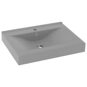 Lavabo con foro per rubinetto lavabo da appoggio lavabo per bagno cucina arredamento 60 x 46 cm ceramica grigio chiaro opaco 02_0002768