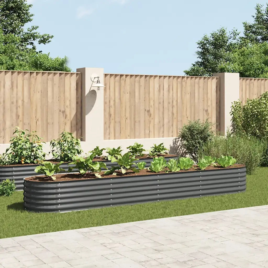 Letto Rialzato Giardino 400x80x44 cm in Acciaio Zincato Grigio 45526