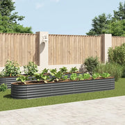 Letto Rialzato Giardino 400x80x44 cm in Acciaio Zincato Grigio 45526