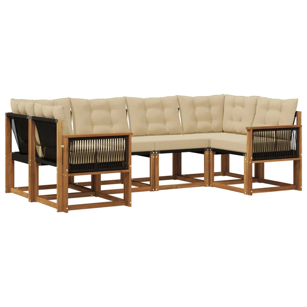 Set di divani da esterno 6 pz Naturale e Beige 3382177