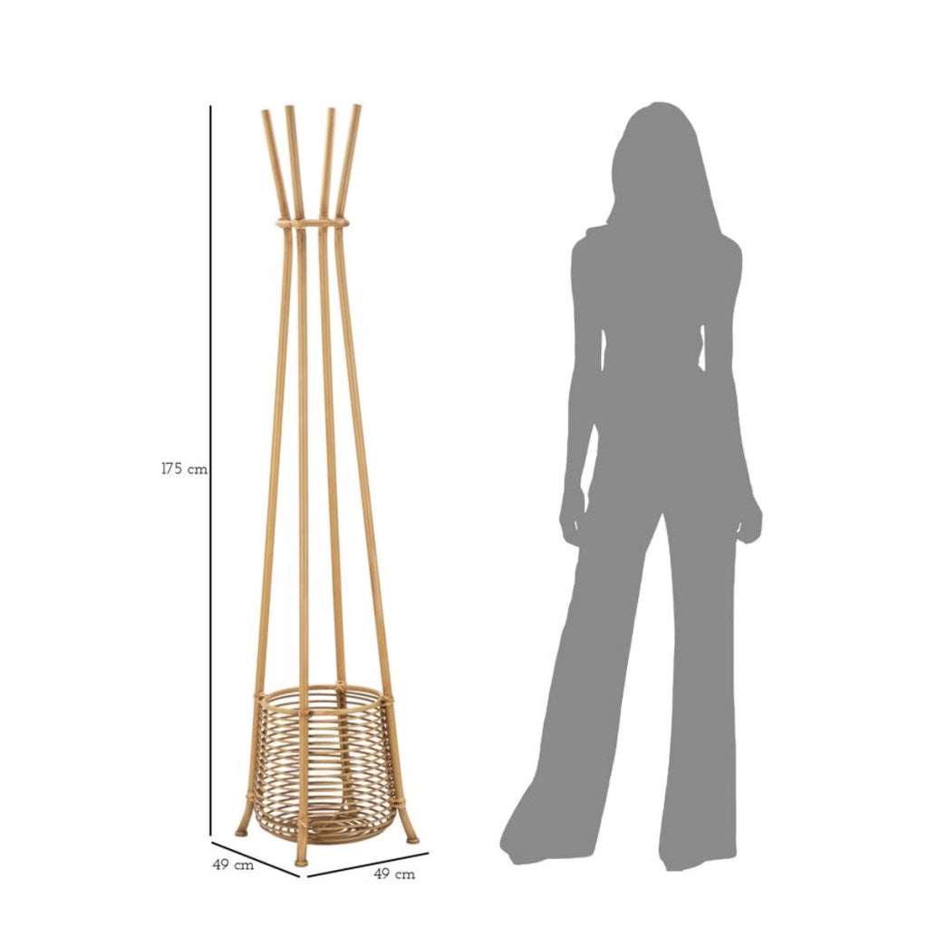 Appendiabiti porta-ombrelli Panama in ferro e rattan 49x49x175 cm