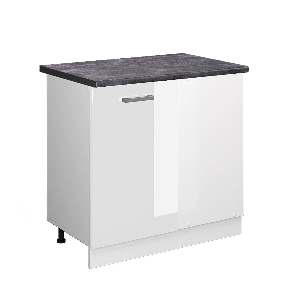 Mobile ad angolo cucina R-Line Bianco lucido/Bianco 86 cm, PL Antracite Vicco