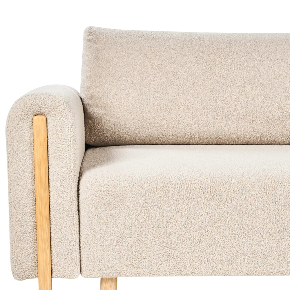 Divano letto in tessuto beige Rivestito con meccanismo Click-Clack Sleeper con contenitore Stile minimalista con braccioli