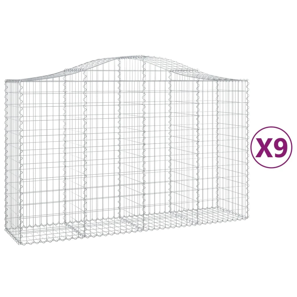 Set di 9 gabbioni ad arco per recinzioni a gabbia e muri di contenimento 200 x 50 x 120/140 cm ferro zincato argento 02_0041257