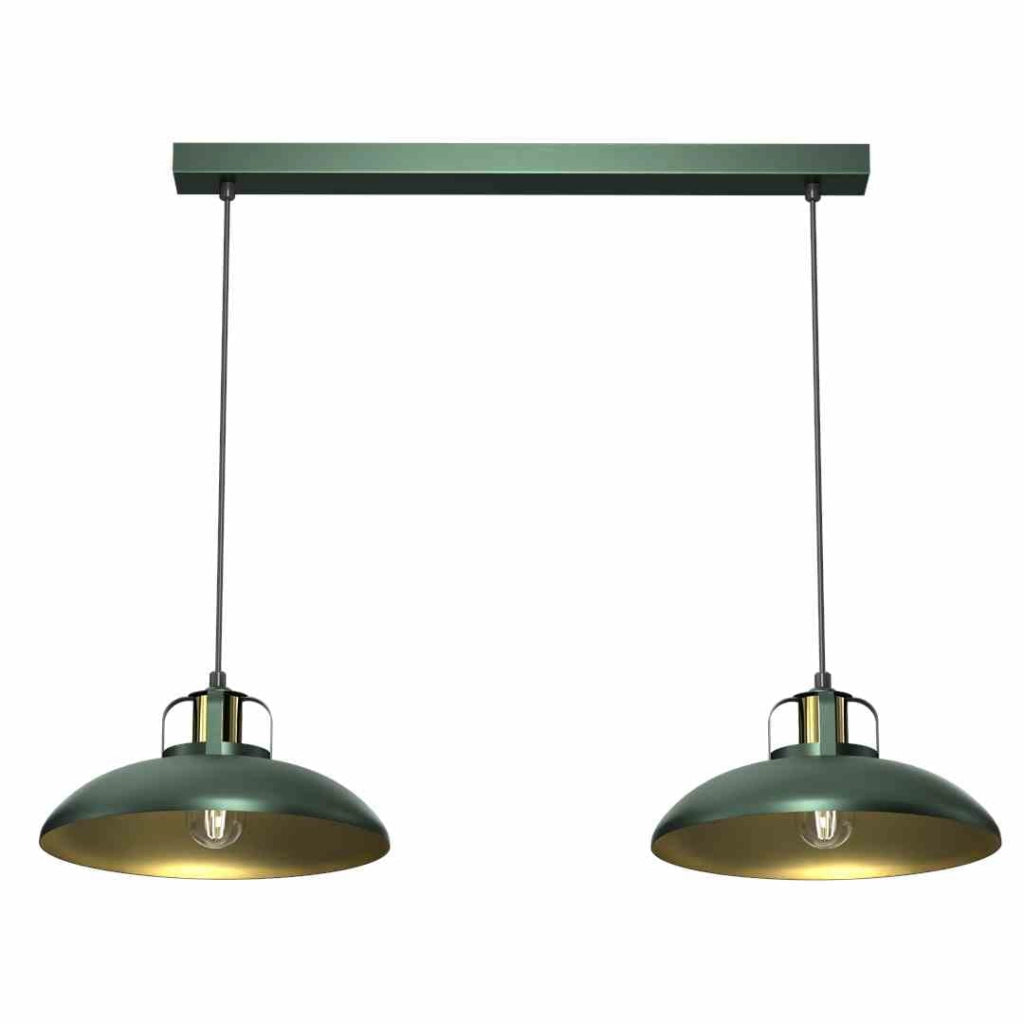 Lampadario sospeso Milagro Felix verde oro 2xE27 75cm