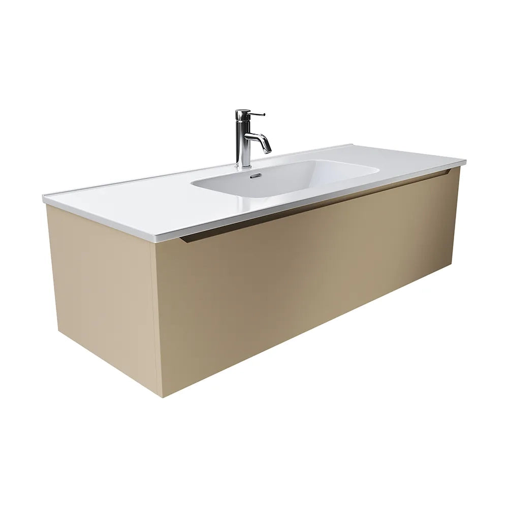 Mobile bagno sospeso 120 cm sabbia opaco un cassettone con lavabo | Bako