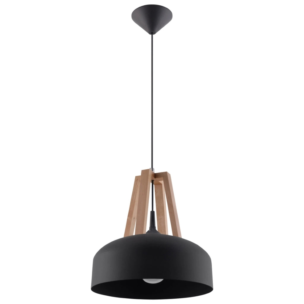 Lampada a sospensione Kupola nera legno Ø30 E27 Pure Lume