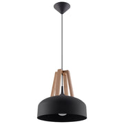 Lampada a sospensione Kupola nera legno Ø30 E27 Pure Lume