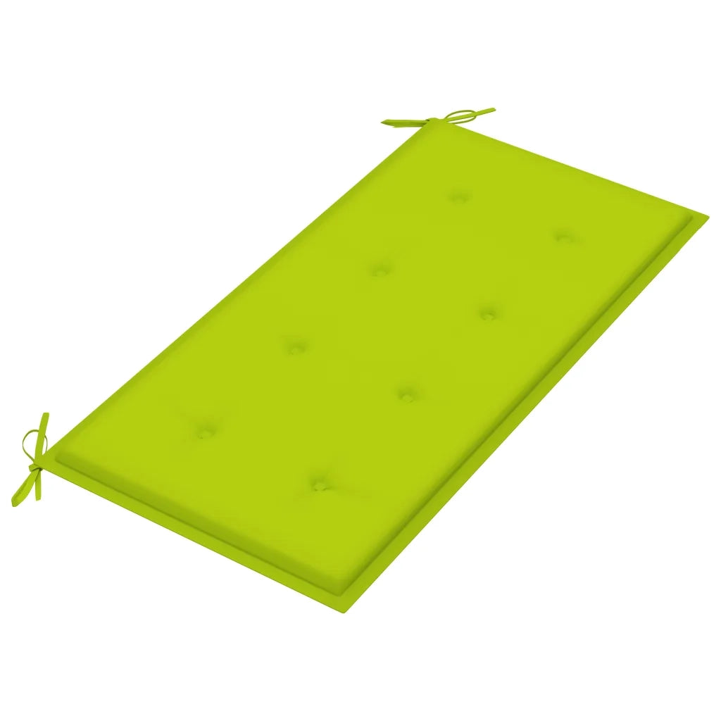 Panca da Giardino con Cuscino Verde Brillante 112 cm Legno Teak 3062660
