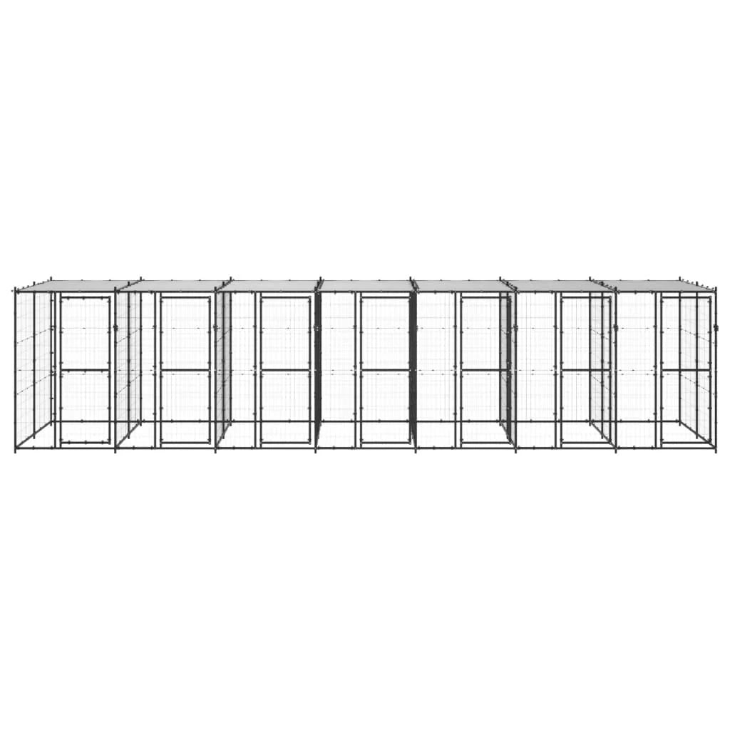 Cuccia da esterno gabbia recinto parco animali cane da esterno in acciaio con tetto 16,94 m² 02_0000392