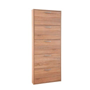 Scarpiera Salvaspazio 5 Ante 15 Paia 65x15x164 cm in Truciolare Nobilitato Rovere Sonoma